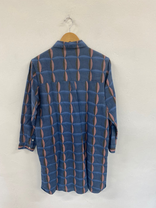 Fabulous A.P.C. Rue Madame Paris Blue Geo Mini Dress UK L BS001