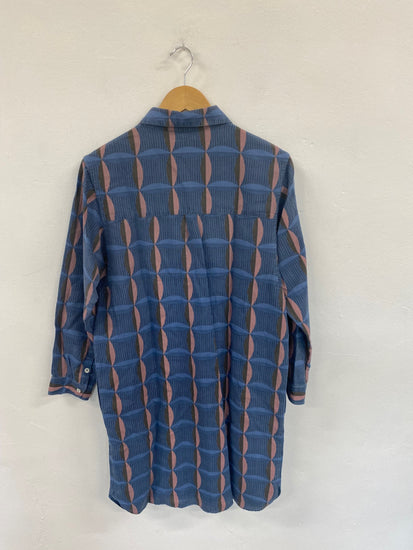 Fabulous A.P.C. Rue Madame Paris Blue Geo Mini Dress UK L BS001