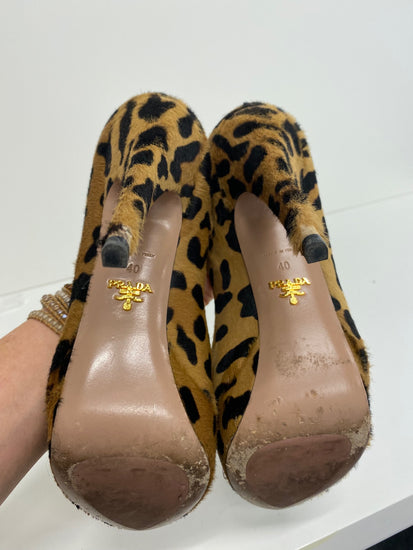 Fabulous Prada pony skin Leopard print high Pumps Uk7 Leopard print GM143