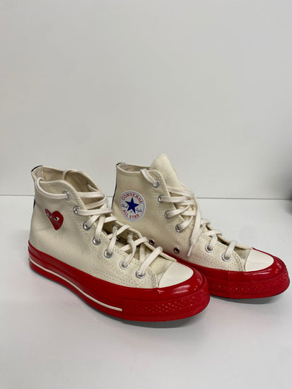 Fabulous Converse x Comme Des Garçons Sneakers Hi Tops UK5 Beige & Red BS001