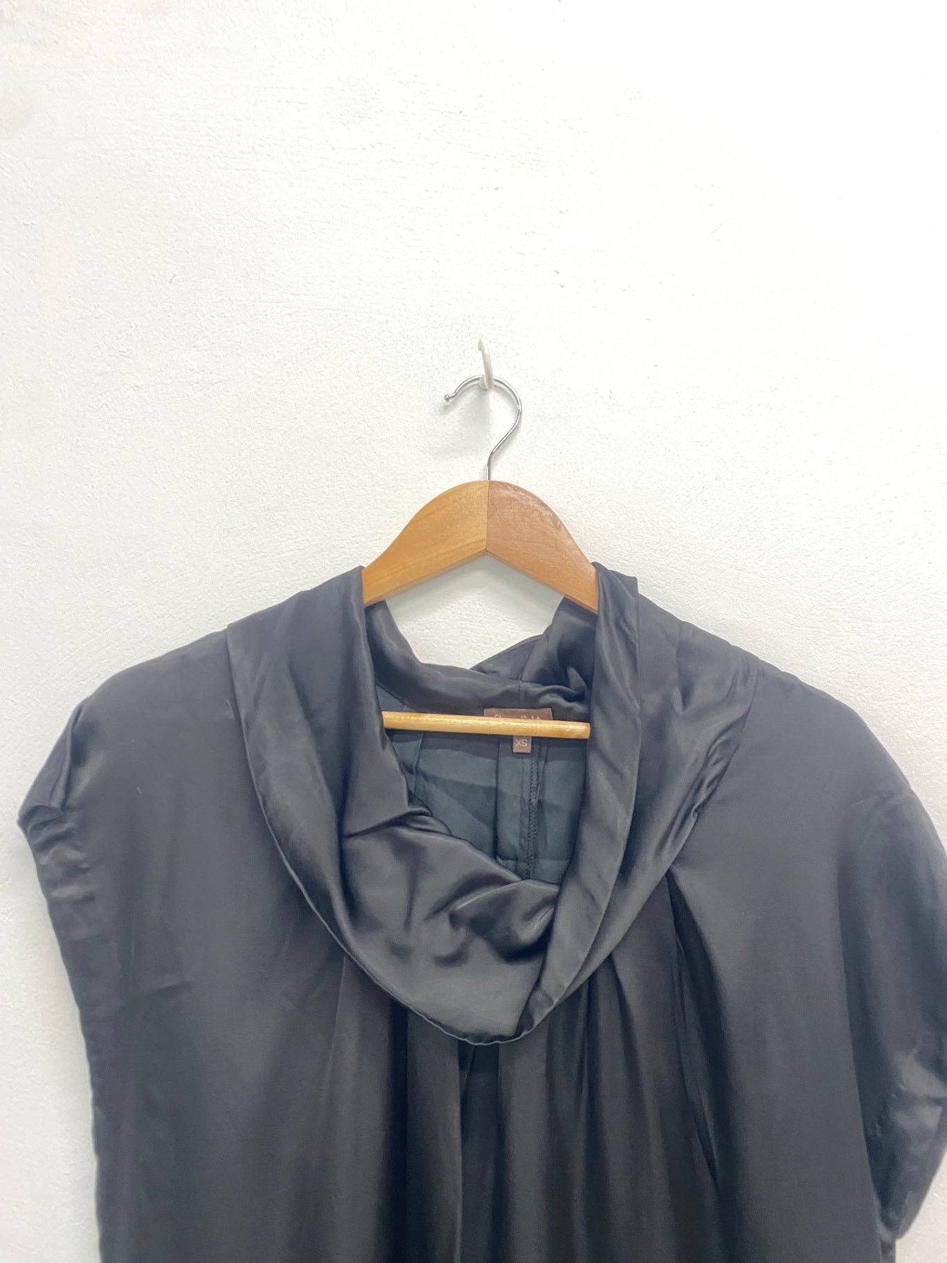 Fabulous Phase Eight Midi Dress UK XS Black cowl neck GM143