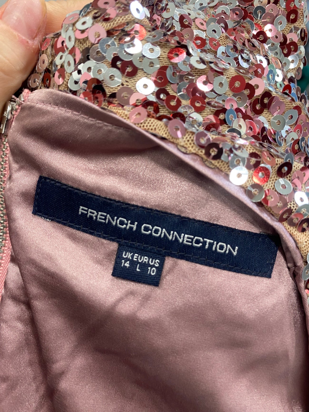 Fabulous French Connection Dress UK 14 Rose Gold GM143