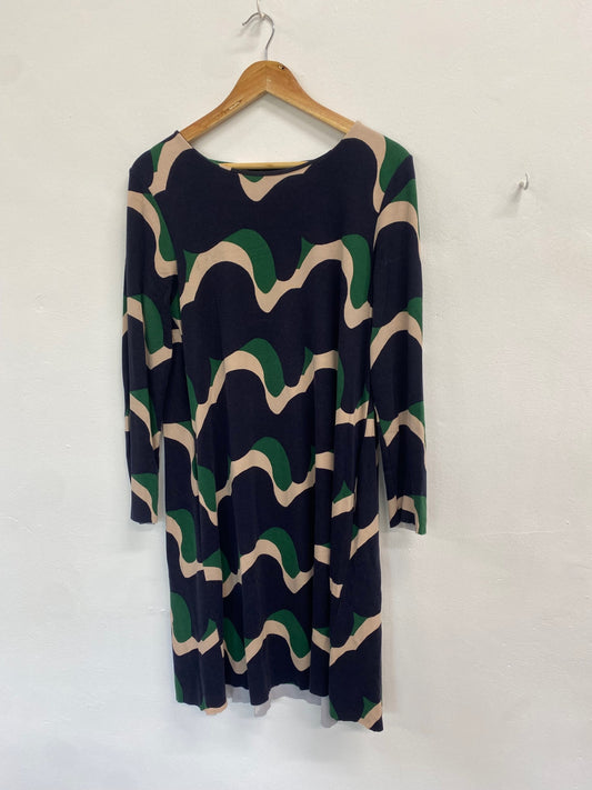 Fabulous COS Dress UK L Navy green swirl midi BS001