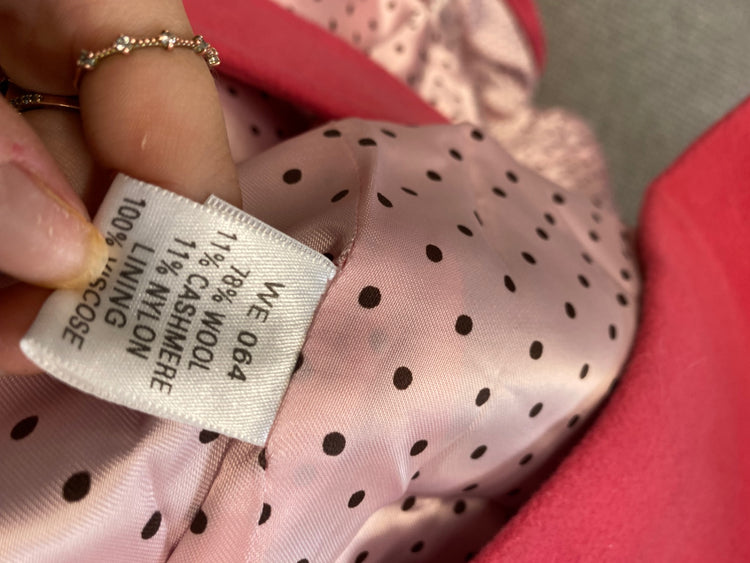 Fabulous Boden Trench Coat UK 14 Pink wool cashmere GM143