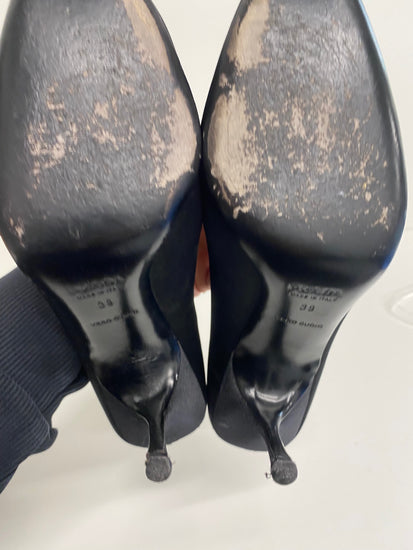 Fabulous Prada satin classic formal High Heels UK6 Black GM143