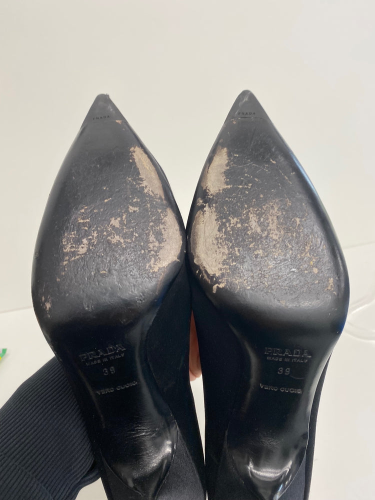 Fabulous Prada satin classic formal High Heels UK6 Black GM143