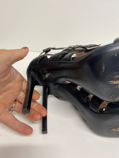 Fabulous Roland Mouret Strappy leather stilleto Sandals Uk7 Black Ankle strap GM143