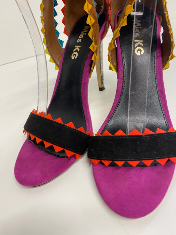 Fabulous Miss KG high stiletto Aztec Sandals Uk7 Multicoloured snakeskin GM143
