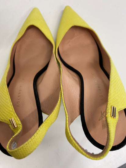 Fabulous Roland Mouret python Sling back heels Uk7 Yellow party evening GM143