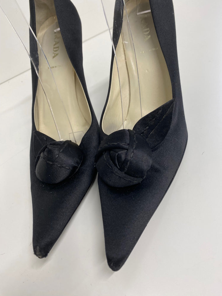Fabulous Prada satin classic formal High Heels UK6 Black GM143