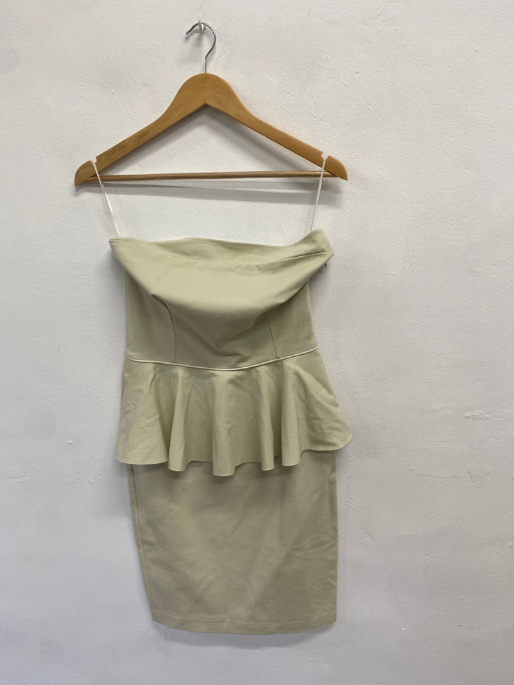 Fabulous Stella McCartney Dress UK14 Beige peplum strapless GM143