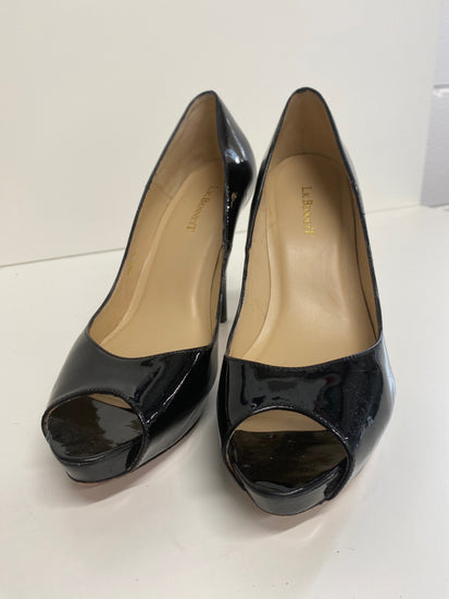 Fabulous L.K. Bennett classic Peep toe stilleto Pumps Uk7 Black Classic GM143