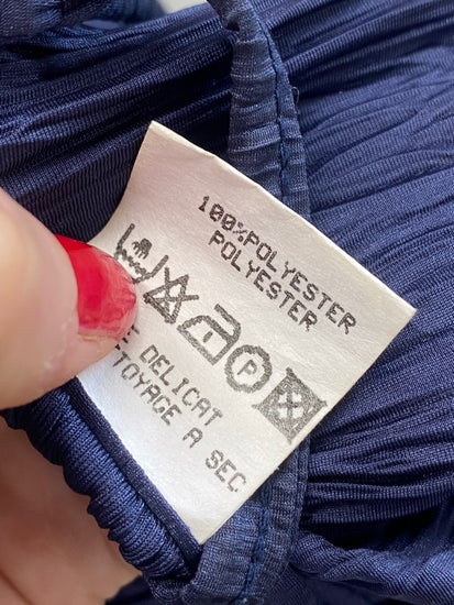 Fabulous Irena gregori Wrap dress UK12 Navy textured Crinkle GM143