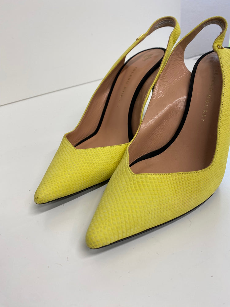 Fabulous Roland Mouret python Sling back heels Uk7 Yellow party evening GM143