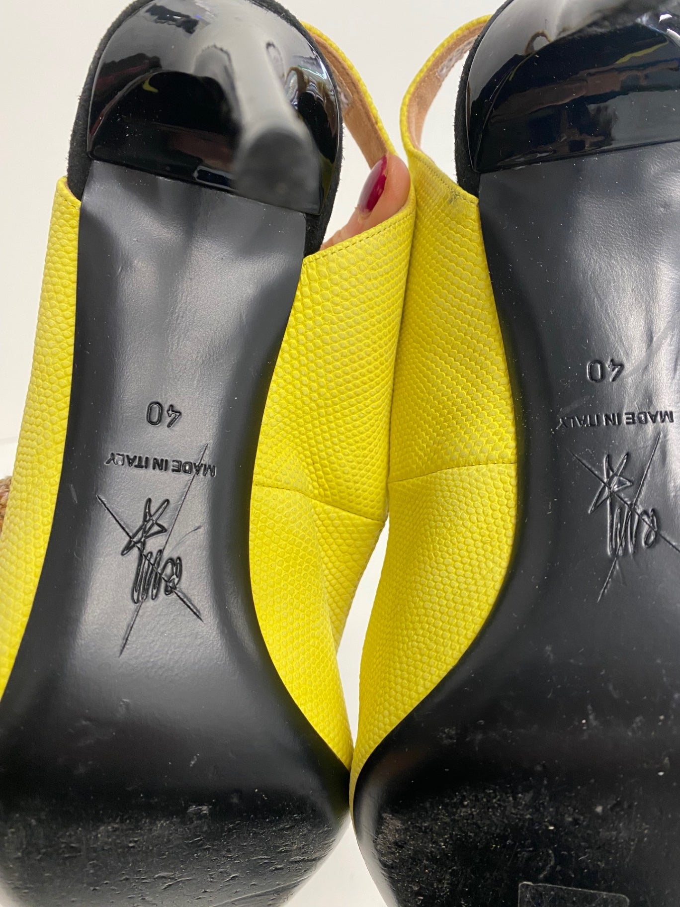 Fabulous Roland Mouret python Sling back heels Uk7 Yellow party evening GM143