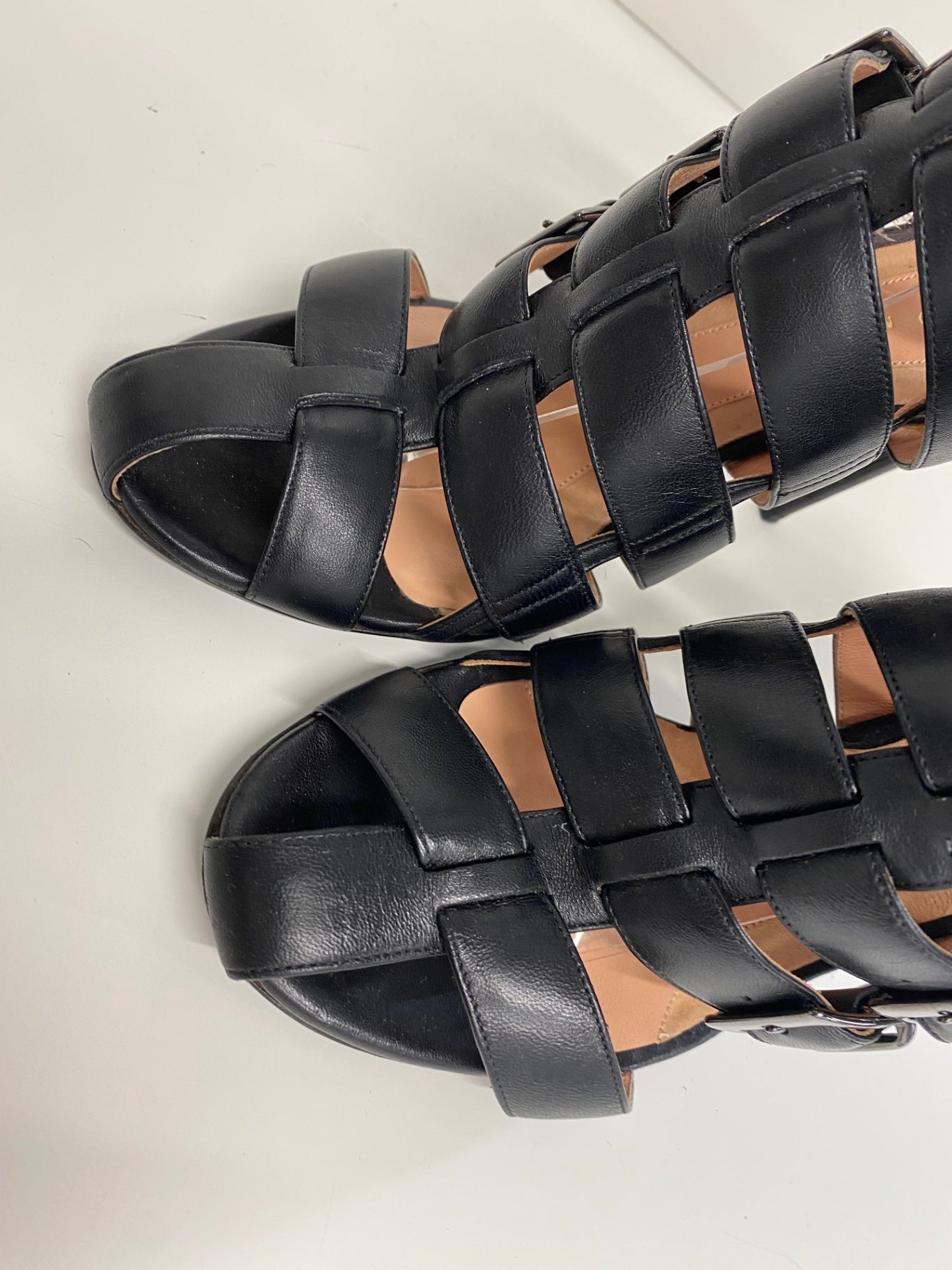 Fabulous Roland Mouret Strappy leather stilleto Sandals Uk7 Black Ankle strap GM143