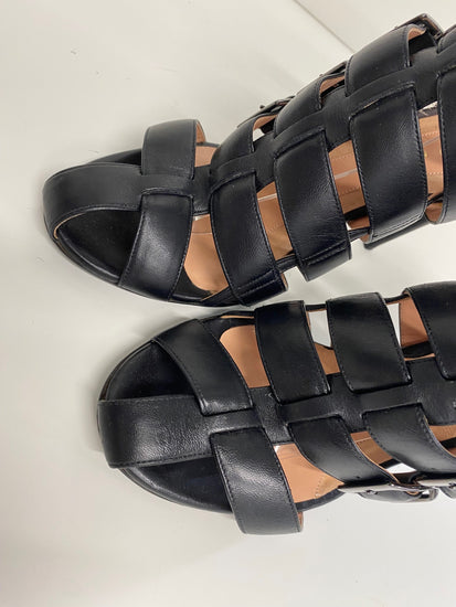 Fabulous Roland Mouret Strappy leather stilleto Sandals Uk7 Black Ankle strap GM143