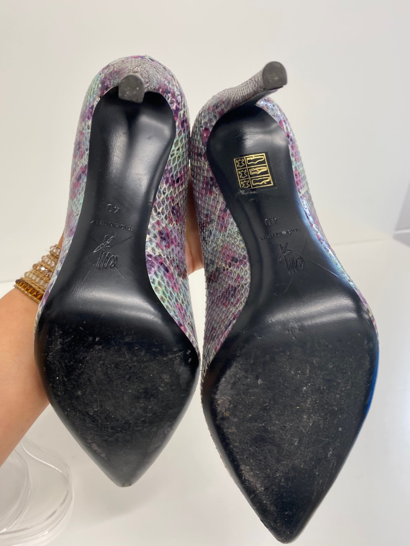 Fabulous Roland Mouret snakeskin pastels High Heels Uk7 Lilac Pink silver GM143