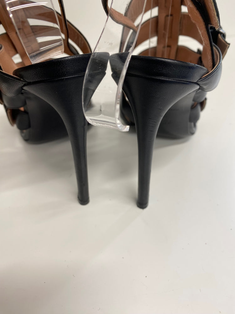 Fabulous Roland Mouret Strappy leather stilleto Sandals Uk7 Black Ankle strap GM143