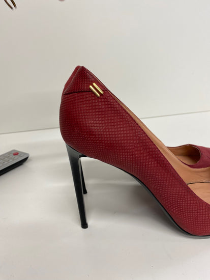 Fabulous Roland Mouret red burgundy Python High Heels Uk7 GM143