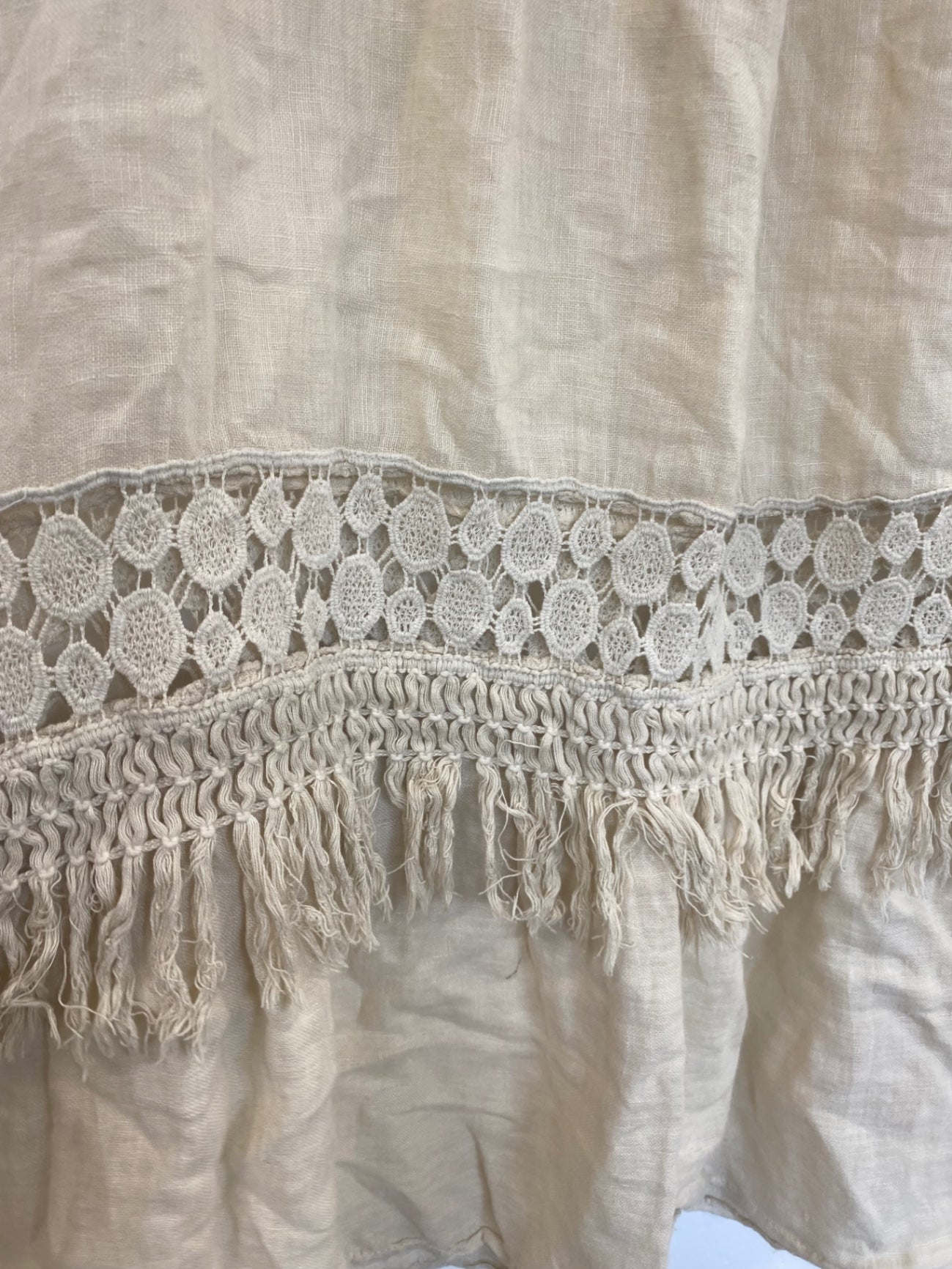 Boho JS Millenium Cream Linen Crochet Maxi Dress One size GM143
