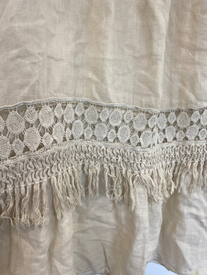 Boho JS Millenium Cream Linen Crochet Maxi Dress One size GM143