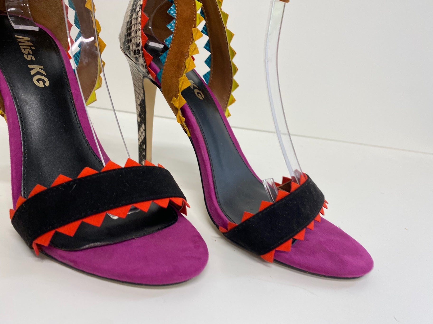 Fabulous Miss KG high stiletto Aztec Sandals Uk7 Multicoloured snakeskin GM143