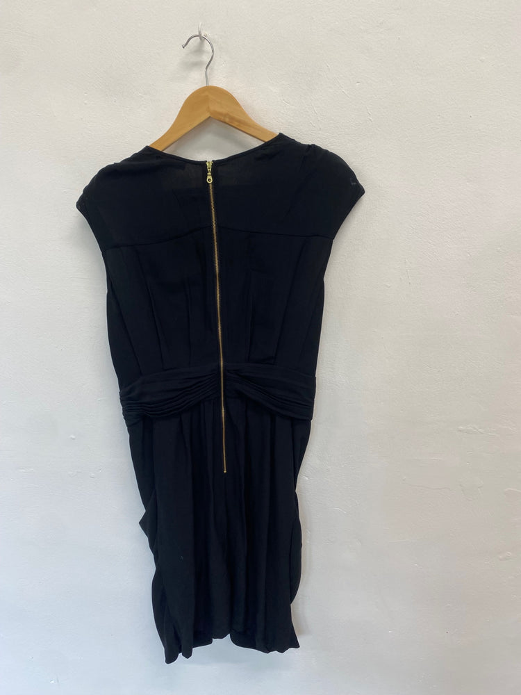 Fabulous Whistles Dress UK 12 Black silk low neck formal GM143