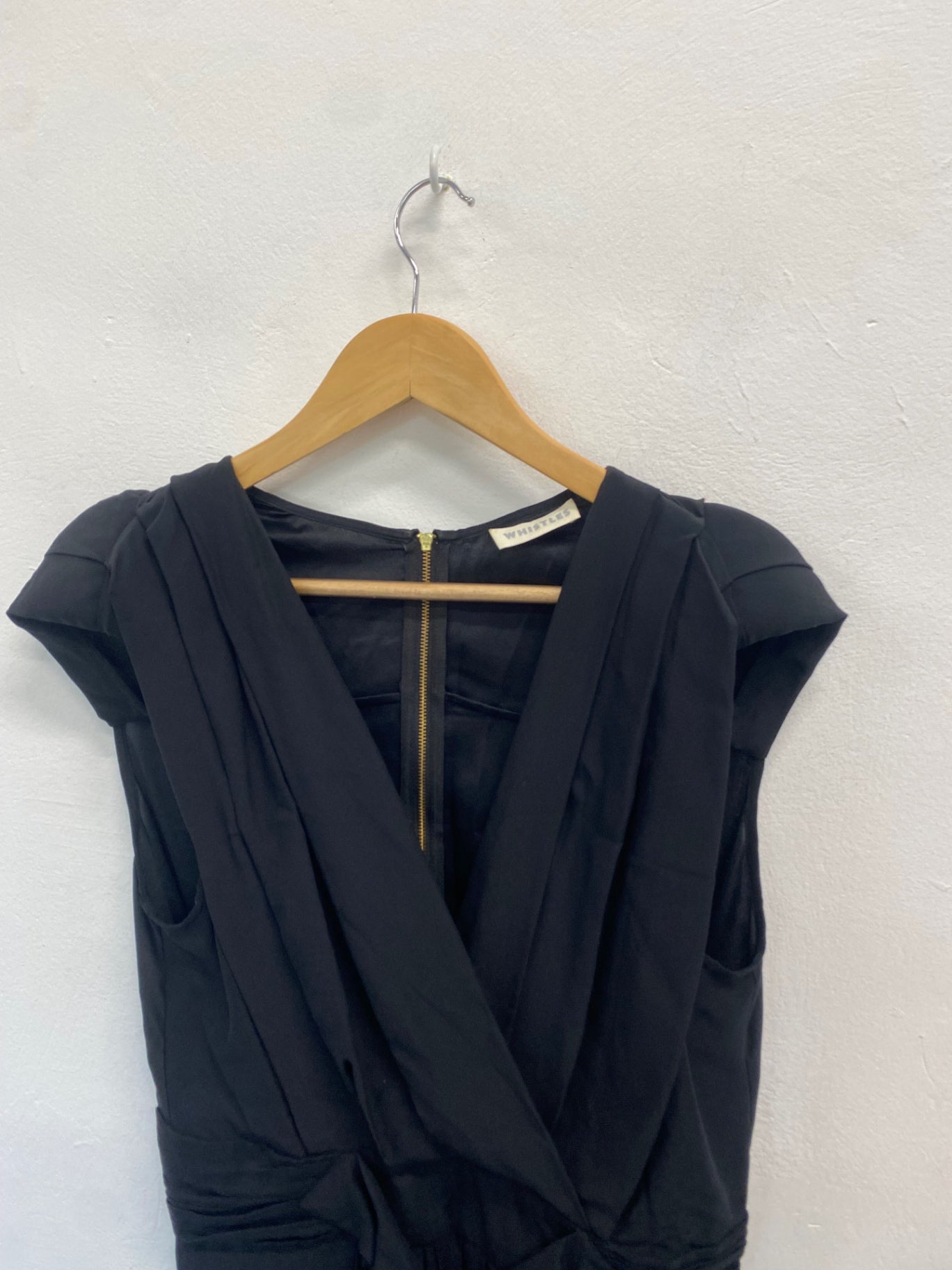 Fabulous Whistles Dress UK 12 Black silk low neck formal GM143