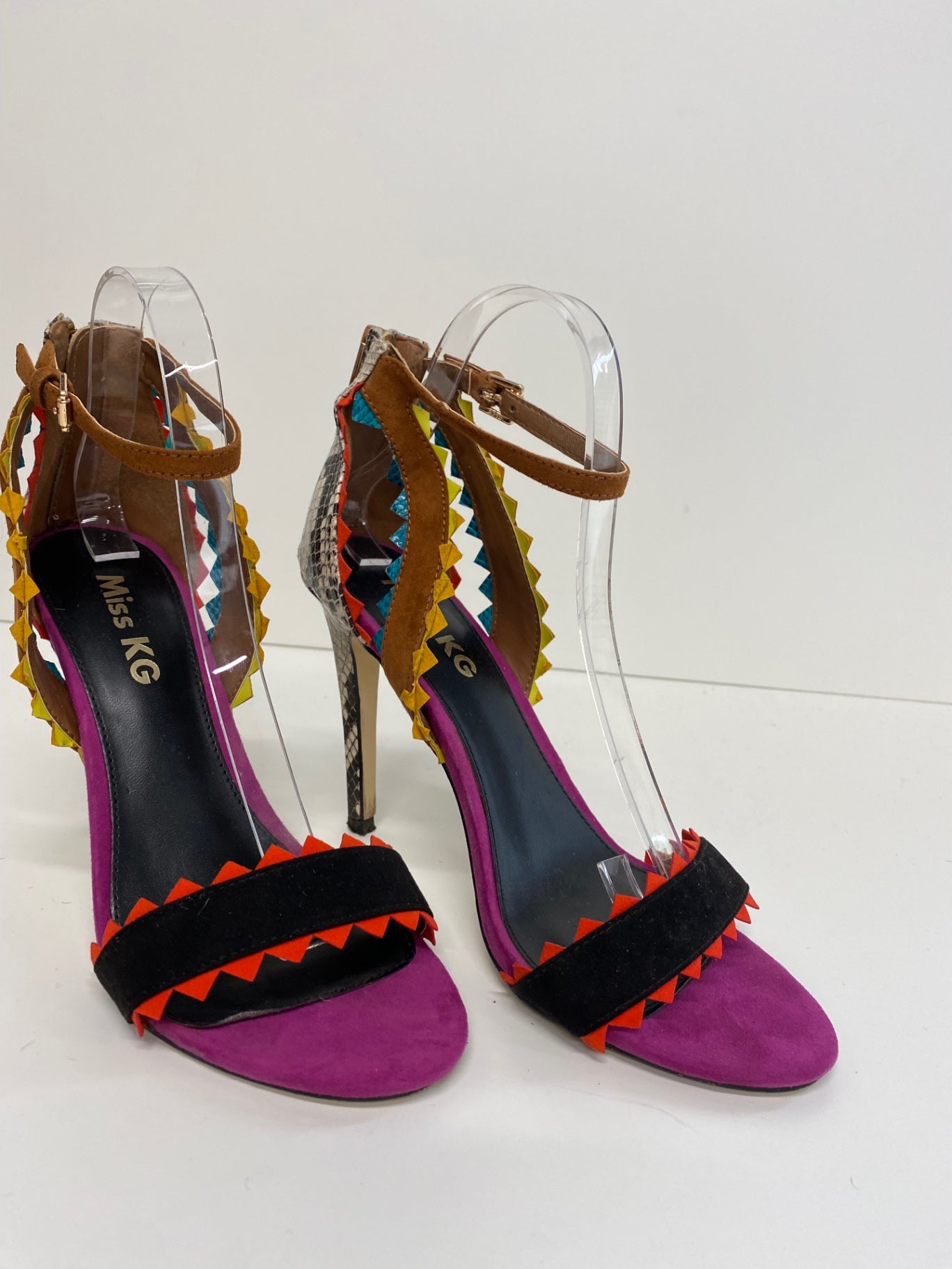 Fabulous Miss KG high stiletto Aztec Sandals Uk7 Multicoloured snakeskin GM143