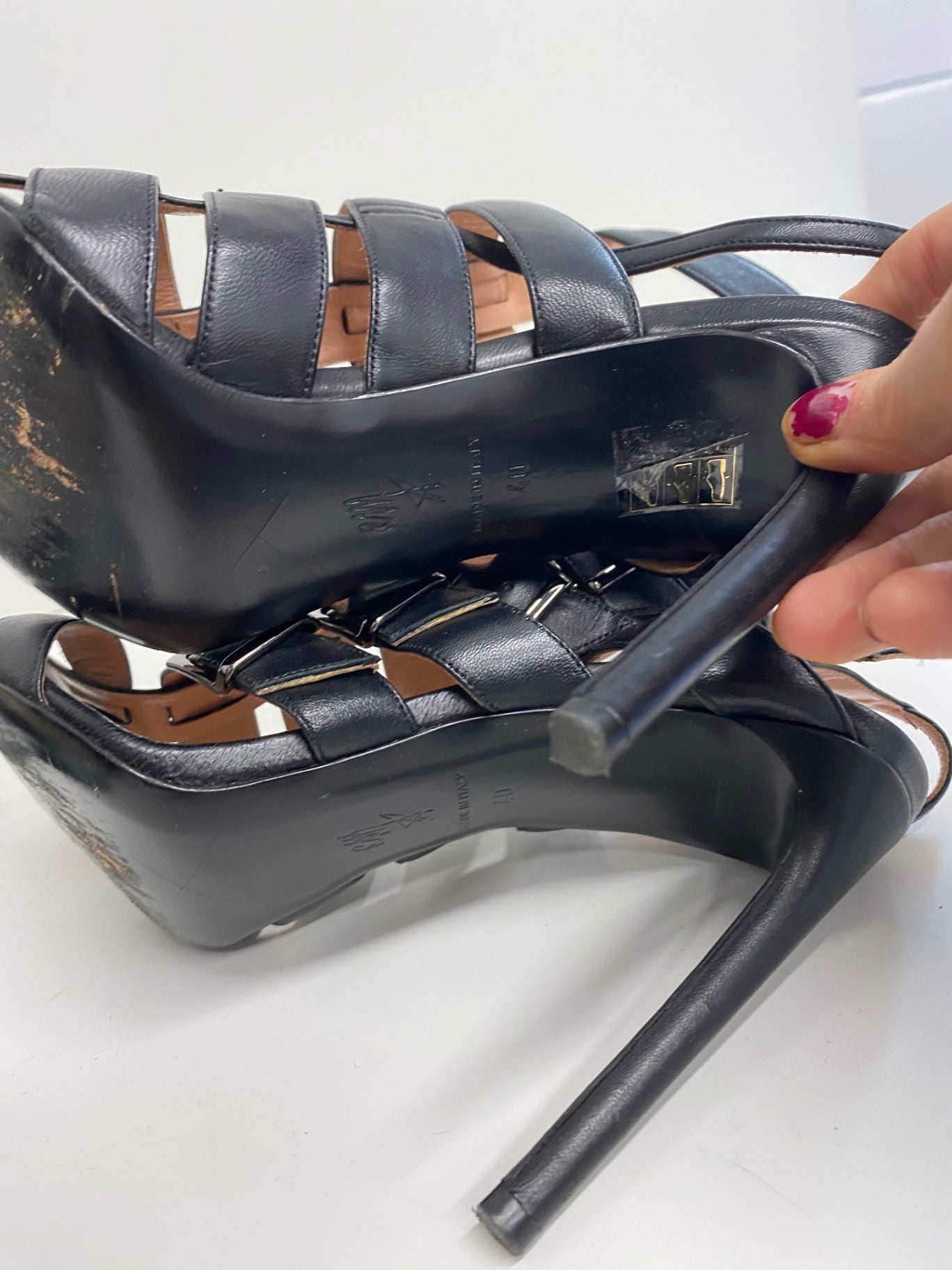 Fabulous Roland Mouret Strappy leather stilleto Sandals Uk7 Black Ankle strap GM143