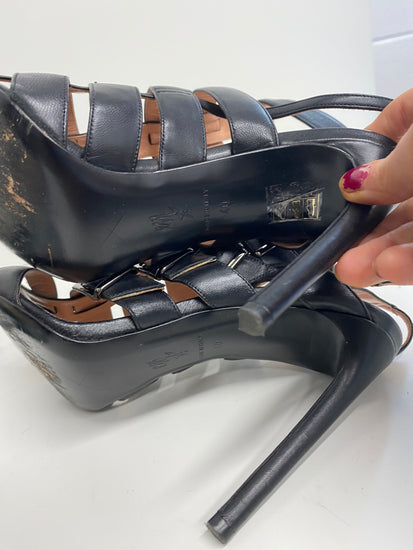 Fabulous Roland Mouret Strappy leather stilleto Sandals Uk7 Black Ankle strap GM143