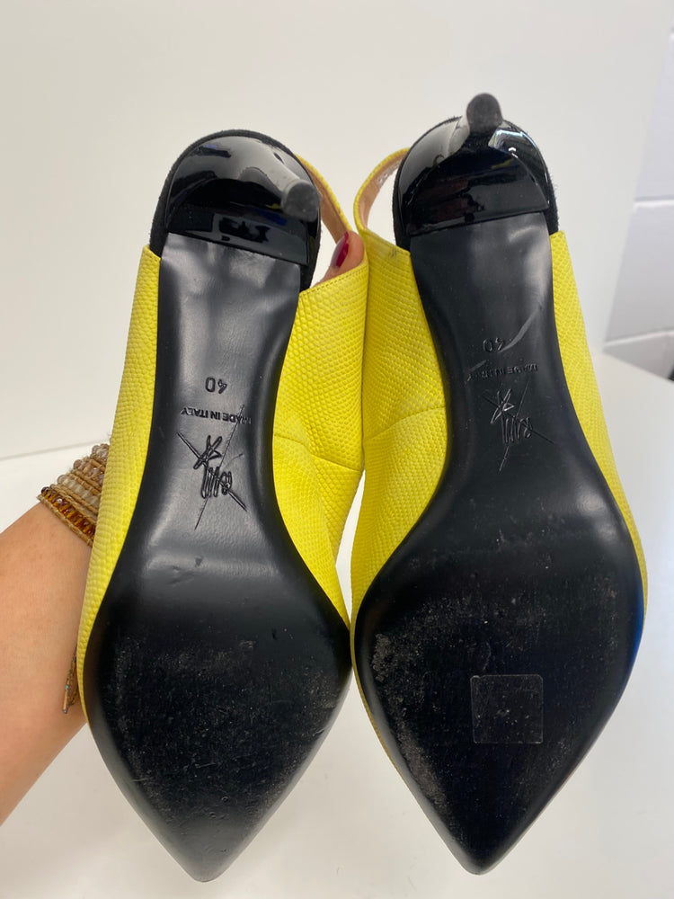 Fabulous Roland Mouret python Sling back heels Uk7 Yellow party evening GM143