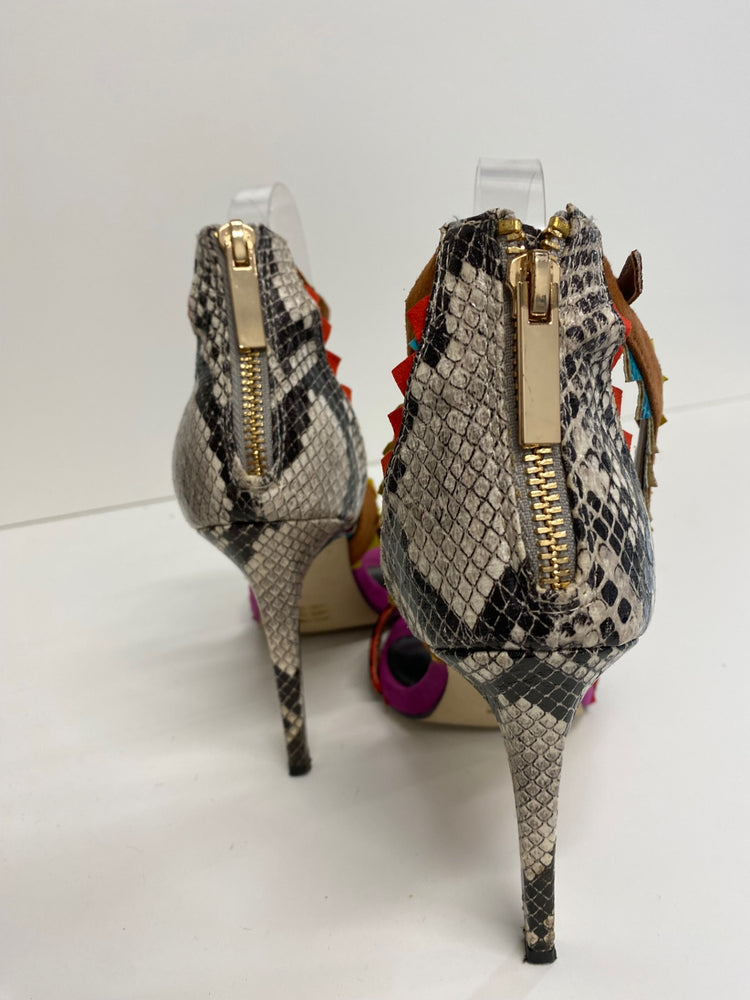 Fabulous Miss KG high stiletto Aztec Sandals Uk7 Multicoloured snakeskin GM143