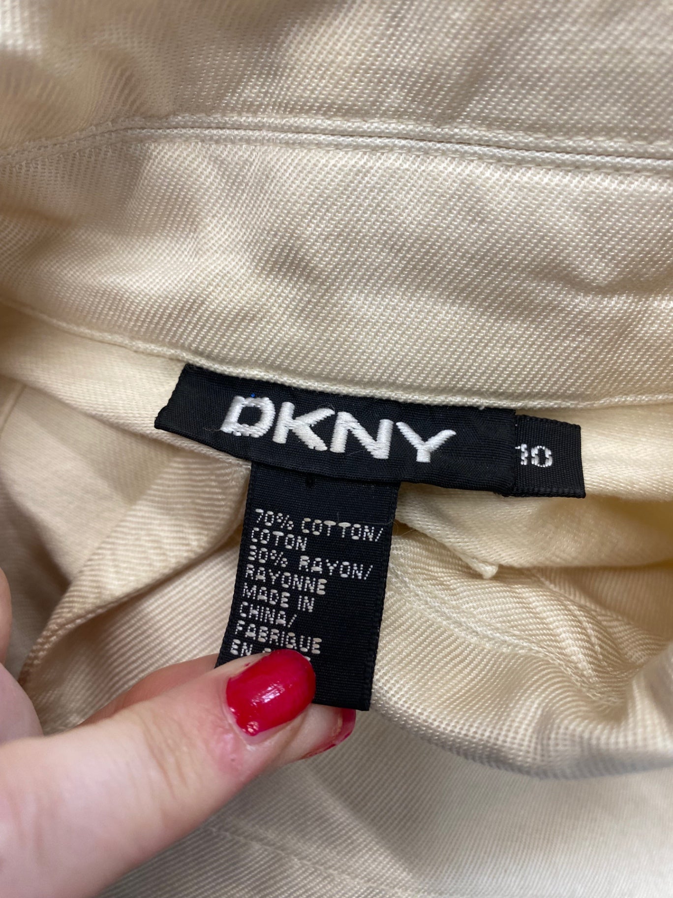 Fabulous DKNY Longline jacket Uk 10 Cream denim GM143