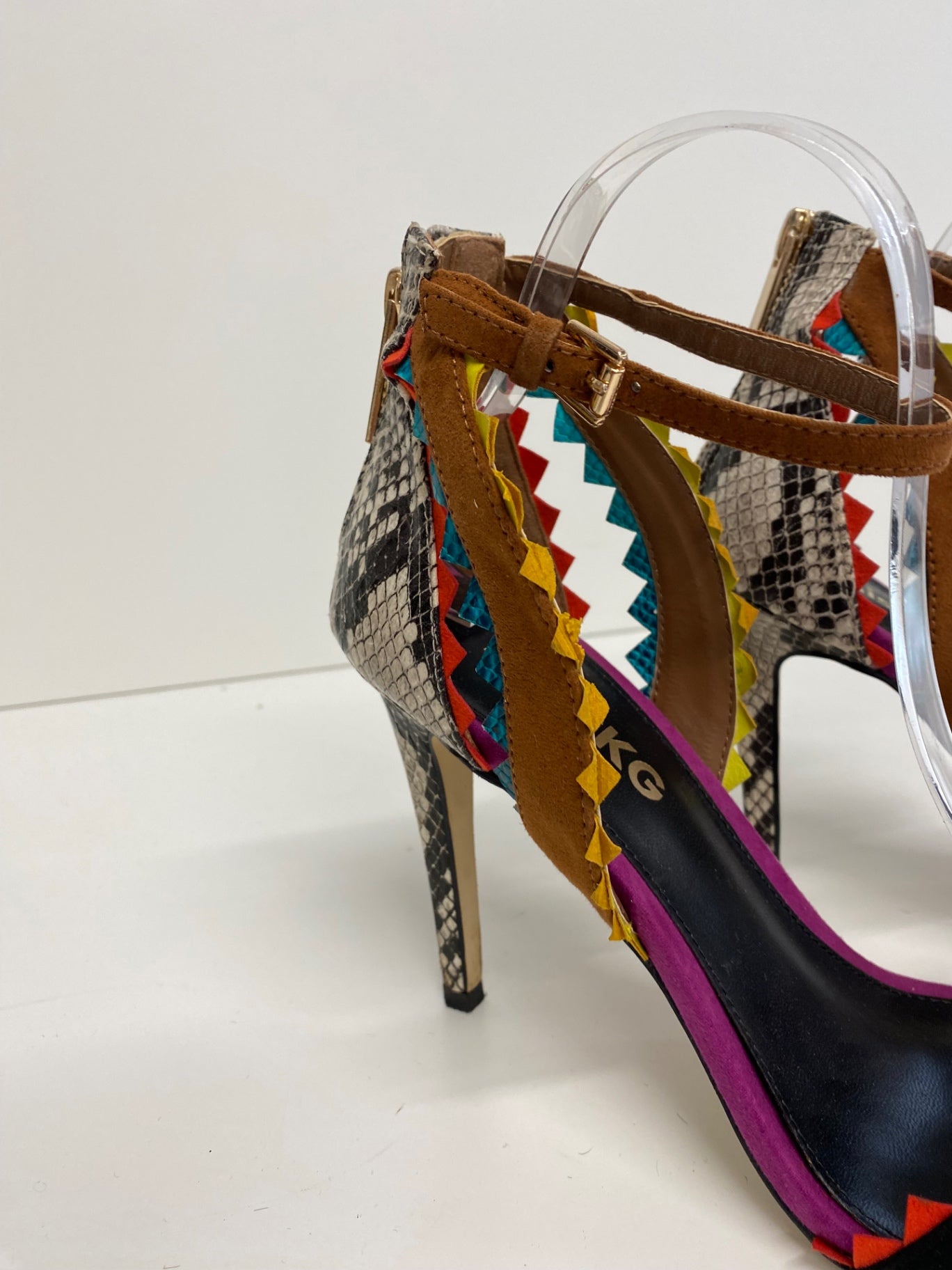 Fabulous Miss KG high stiletto Aztec Sandals Uk7 Multicoloured snakeskin GM143