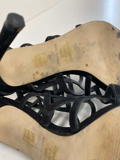 Fabulous Office Strappy stiletto black party Sandals Uk7 Black Heels GM143