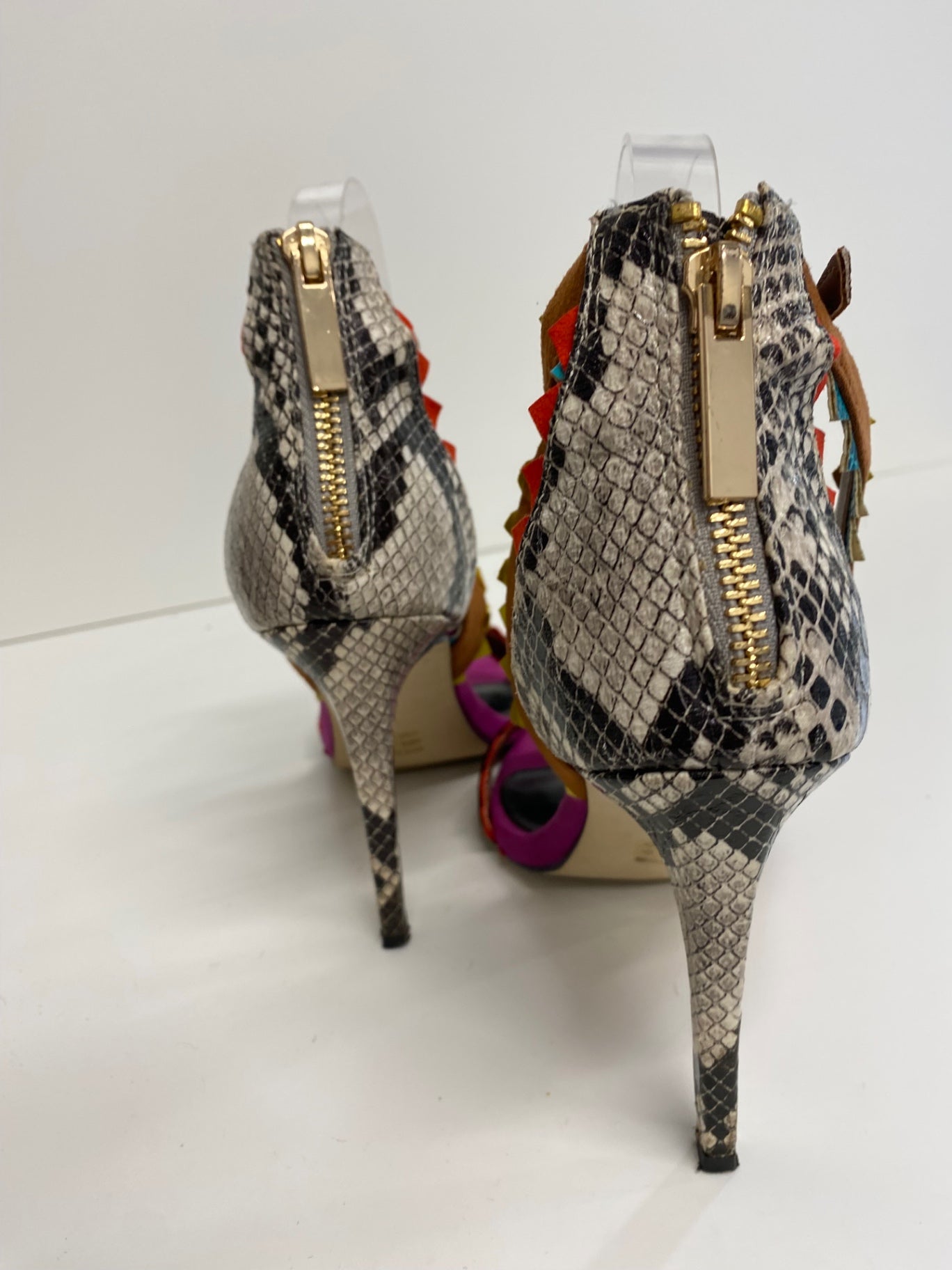 Fabulous Miss KG high stiletto Aztec Sandals Uk7 Multicoloured snakeskin GM143