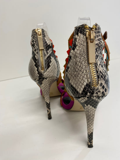 Fabulous Miss KG high stiletto Aztec Sandals Uk7 Multicoloured snakeskin GM143