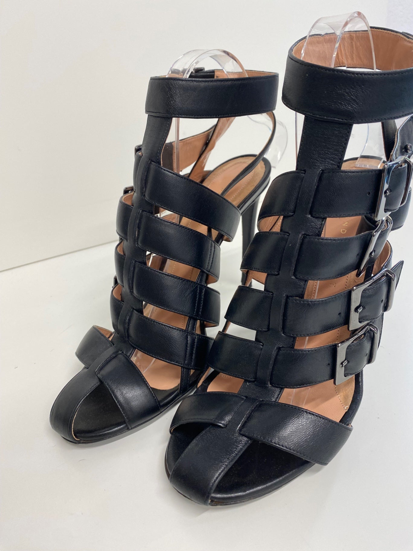 Fabulous Roland Mouret Strappy leather stilleto Sandals Uk7 Black Ankle strap GM143