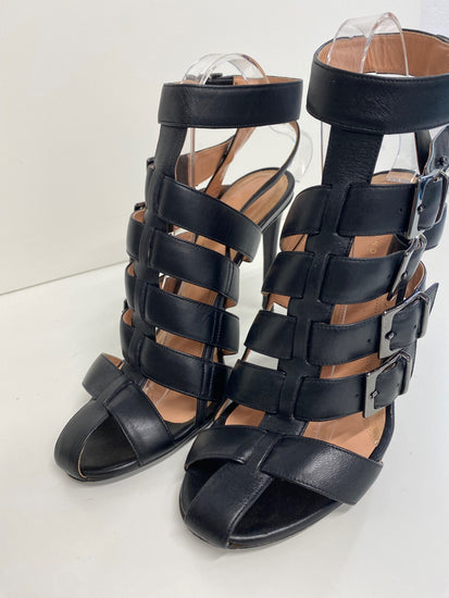 Fabulous Roland Mouret Strappy leather stilleto Sandals Uk7 Black Ankle strap GM143