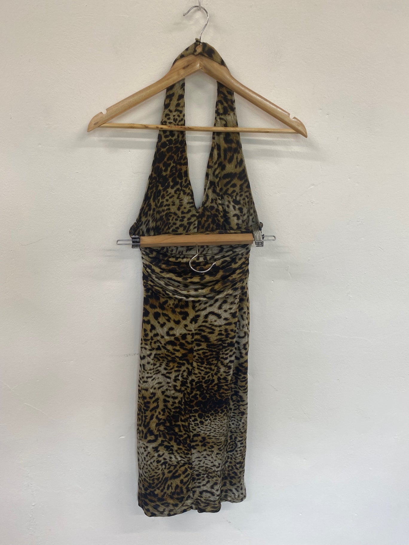 Fabulous Mango Suit Leopard Print Halter Mini Dress UK M GM143