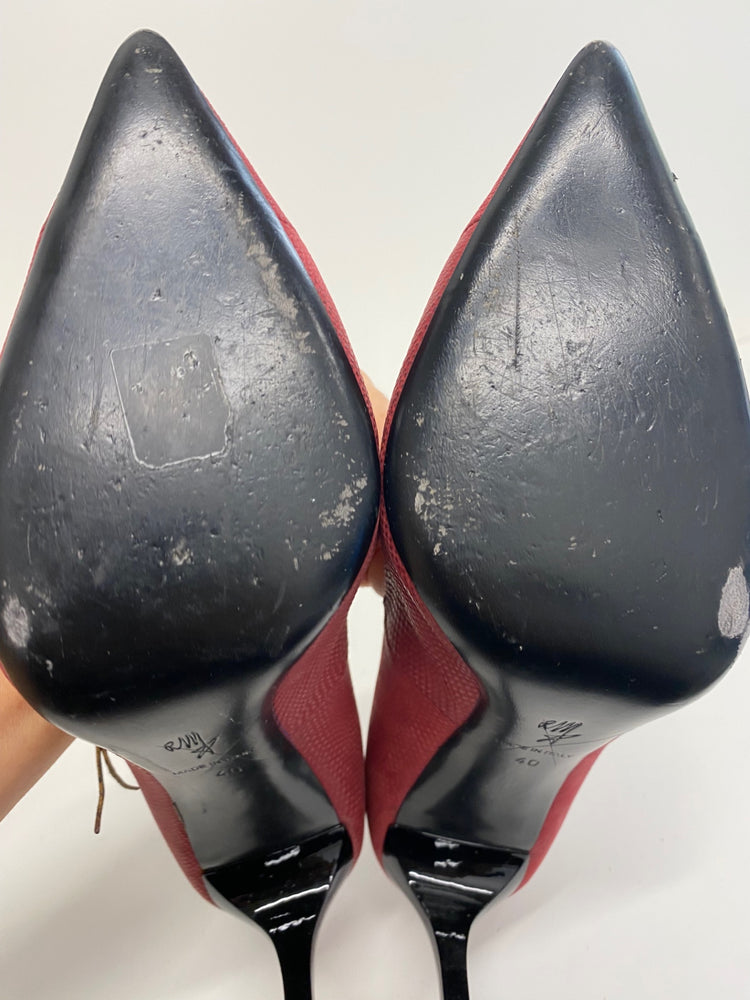 Fabulous Roland Mouret red burgundy Python High Heels Uk7 GM143