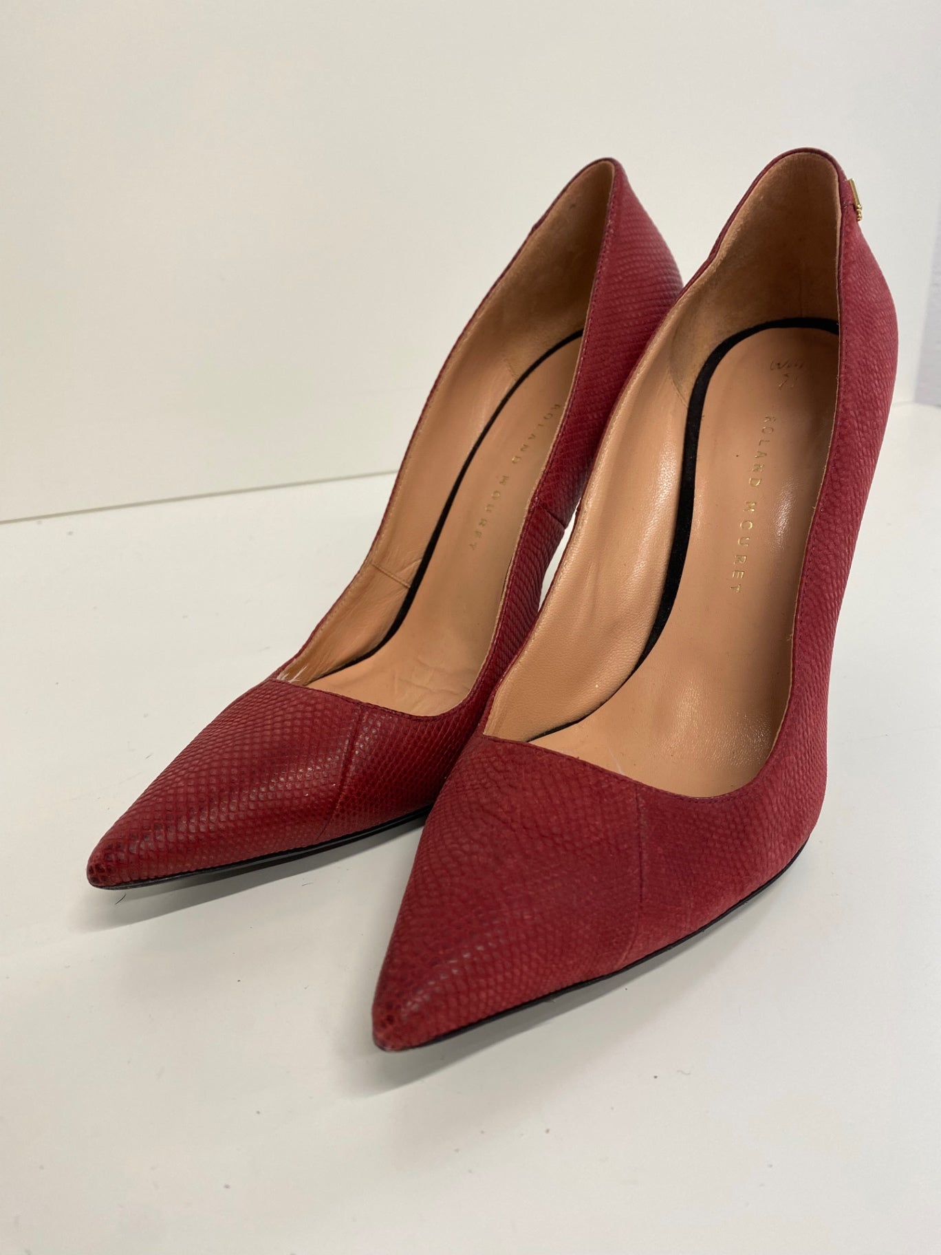 Fabulous Roland Mouret red burgundy Python High Heels Uk7 GM143