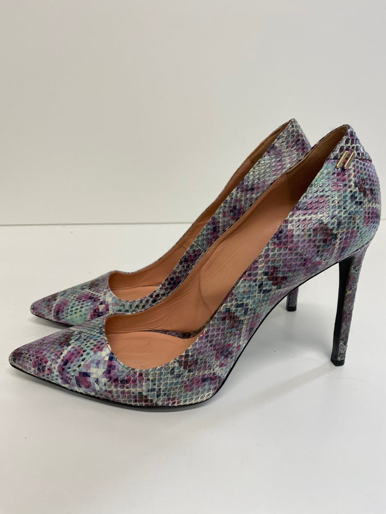Fabulous Roland Mouret snakeskin pastels High Heels Uk7 Lilac Pink silver GM143