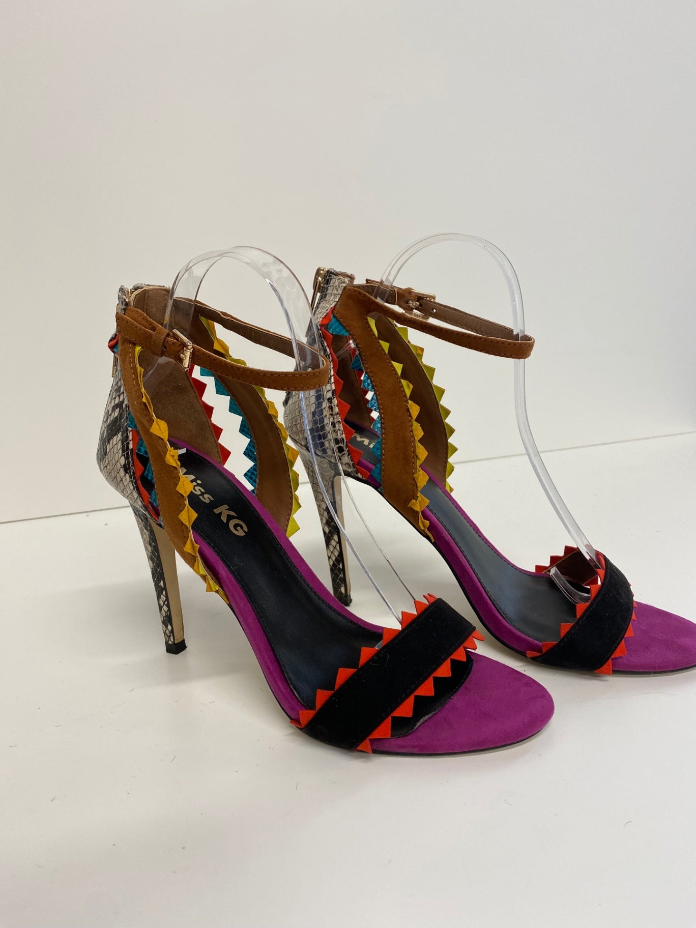 Fabulous Miss KG high stiletto Aztec Sandals Uk7 Multicoloured snakeskin GM143