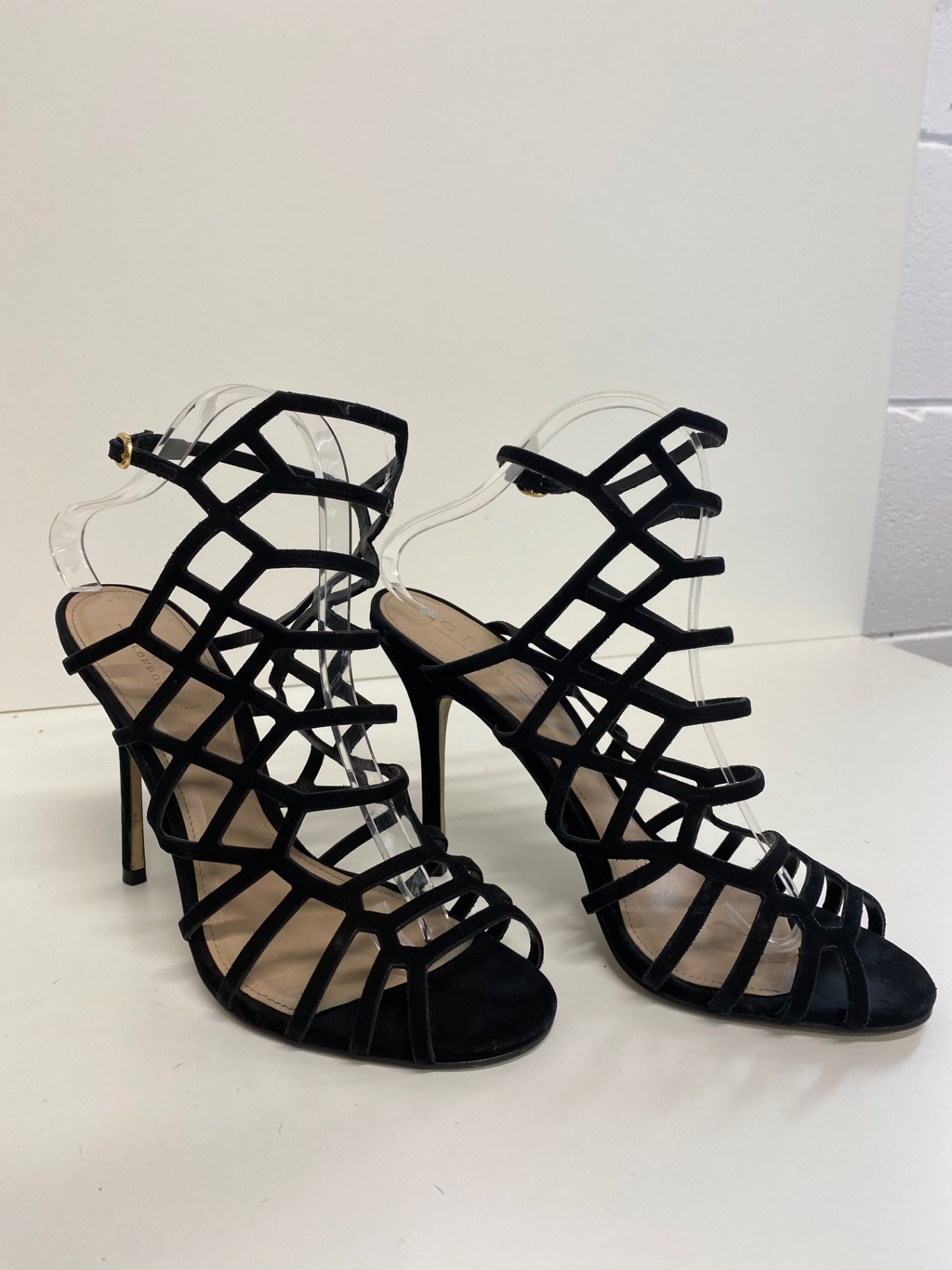 Fabulous Office Strappy stiletto black party Sandals Uk7 Black Heels GM143
