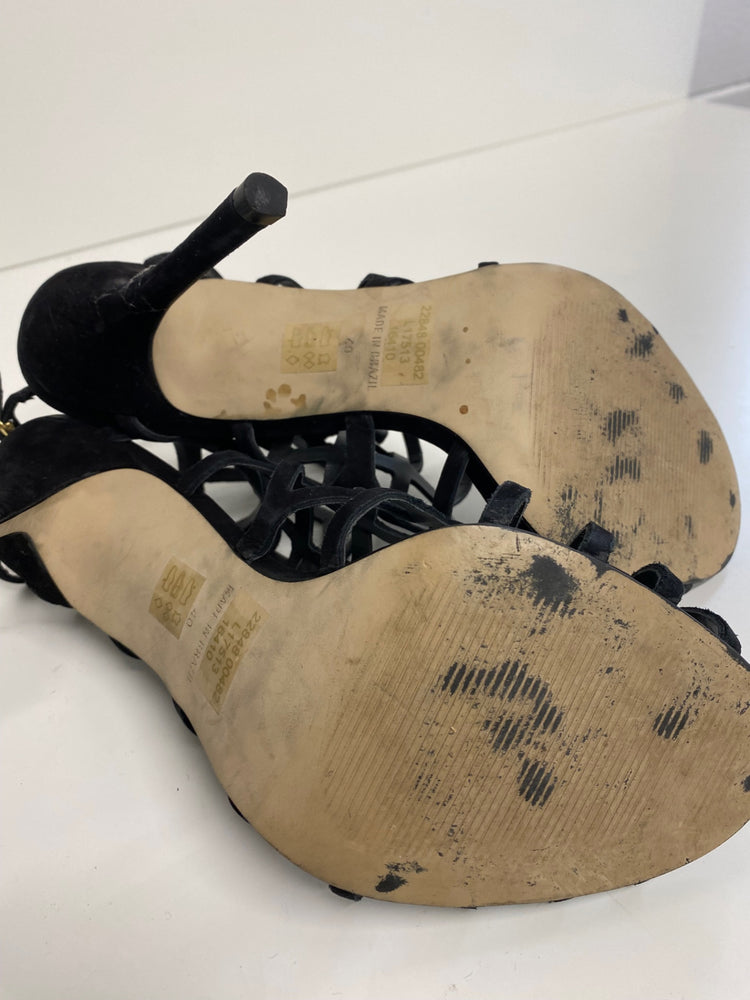 Fabulous Office Strappy stiletto black party Sandals Uk7 Black Heels GM143