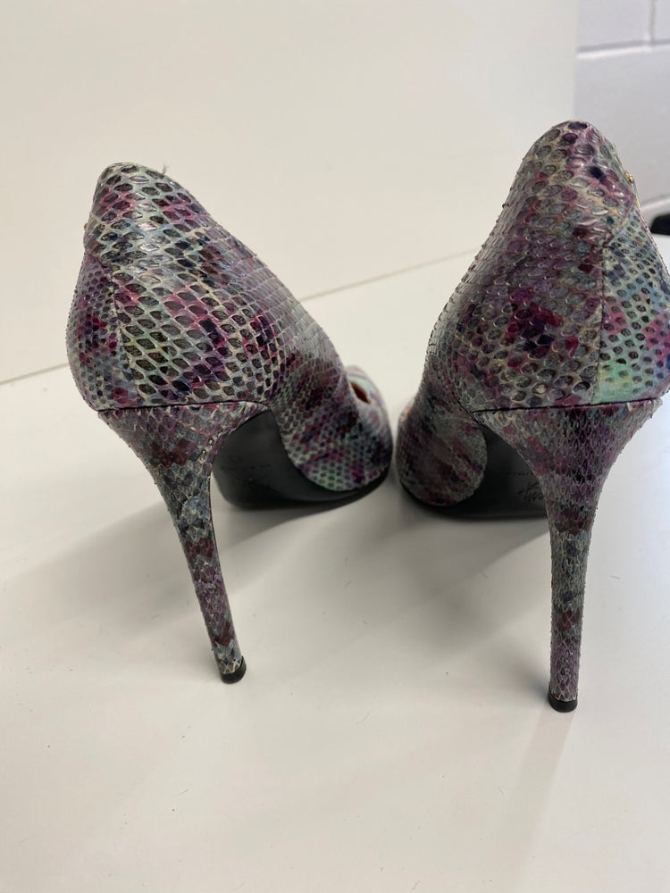Fabulous Roland Mouret snakeskin pastels High Heels Uk7 Lilac Pink silver GM143