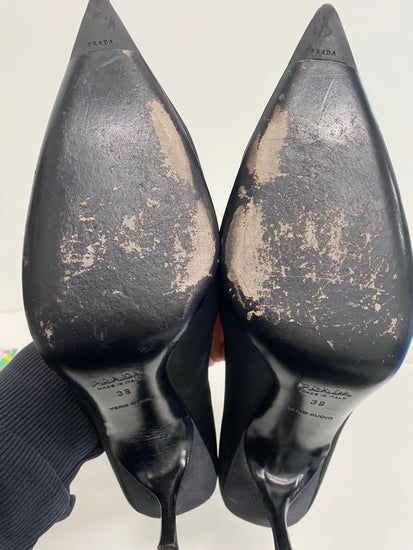 Fabulous Prada satin classic formal High Heels UK6 Black GM143